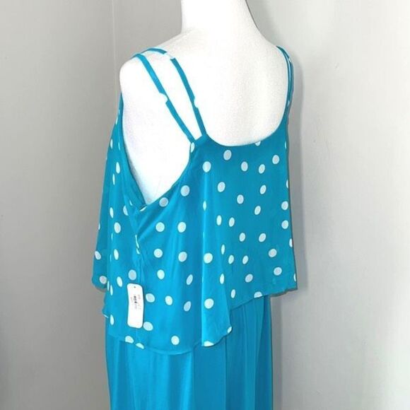 Charming Charlie Womens Polka Dots Dress Sleeveless Lined Chiffon Medium‎ Blue - Picture 3 of 11
